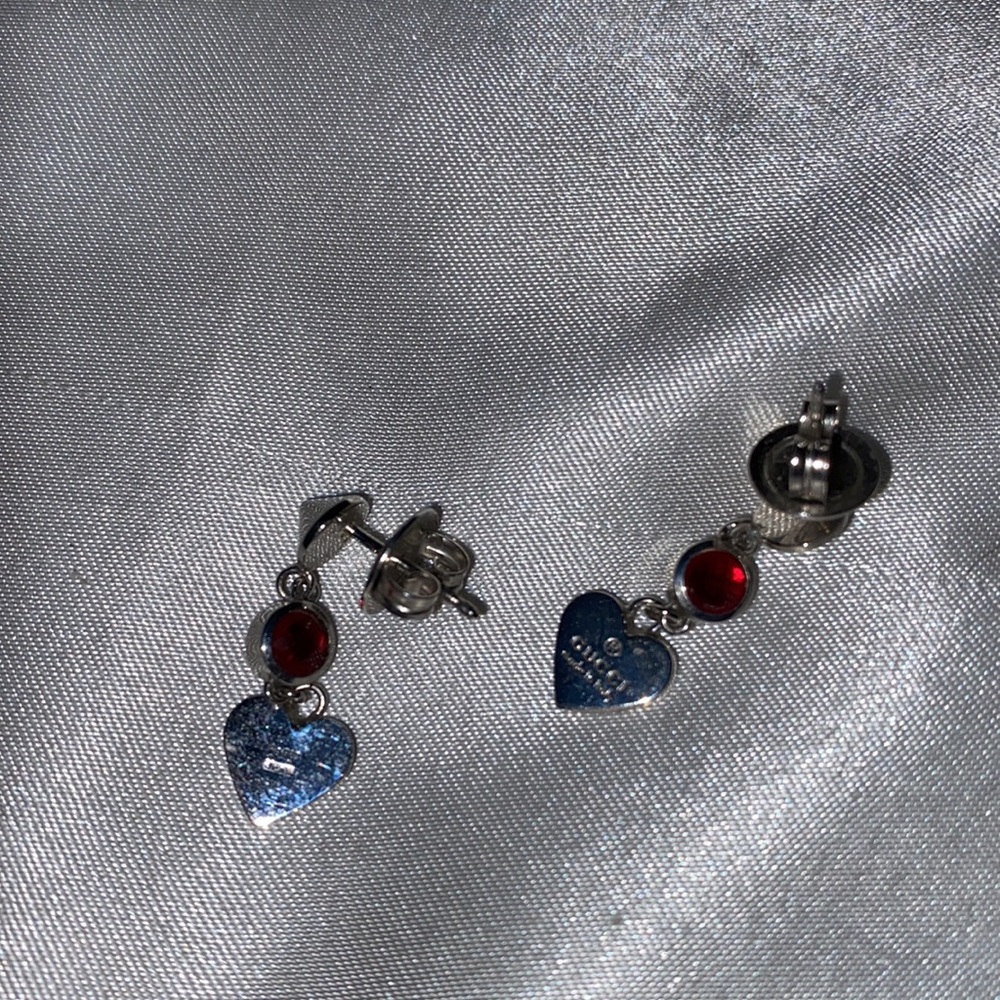 Gucci sterling silver heart drop earrings - Picture 6 of 6